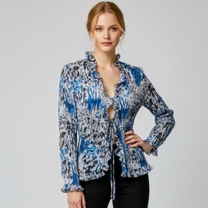 Vintage Y2K 2000s Crinkle Ruffle Top Feminine Romantic Whimsigoth Size XL